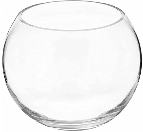 Tradineur - Pecera Redonda de Cristal, Acuario esférico, Globo pequeño para Peces, Mascotas, decoración de Interior, hogar (Transparente, 20 x 16 cm)