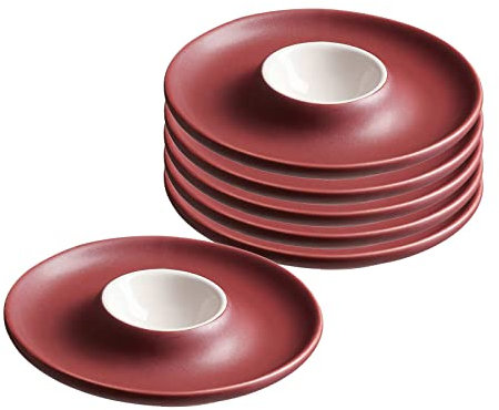 Ritzenhoff & Breker Eierteller Jasper, 6er Set, Beere, Eierbecher ø 12 cm, Eierhalter aus Steinzeug, Soft-Touch-Haptik & Mattglasur