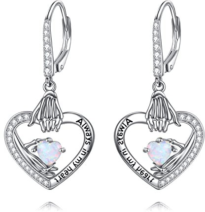 VONALA Opal Ohrringe für Damen - Sterling Silber Herz Opal Tropfen Ohrhänger Always in My Heart Leverback Ohrringe - Schmuck Geschenke für Frauen Teenager Mädchen Ehefrau Mutter Geburtstag