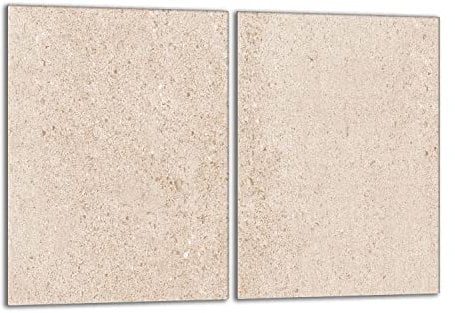 Herdabdeckplatten Set 2x40x52 cm Ceranfeld Abdeckung Glas Spritzschutz Abdeckplatte Glasplatte Herd Ceranfeldabdeckung Deko, Schiefer Beige