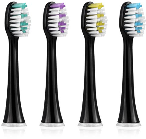 CallySonic Ersatzbürsten, Standard Aufsteckbürsten Passend für alle elektrischen Zahnbürsten von CallySonic, Bürstenköpfe Kompatibel mit CallySonic H31 / H49 Elektrischen Zahnbürsten (Schwarz)