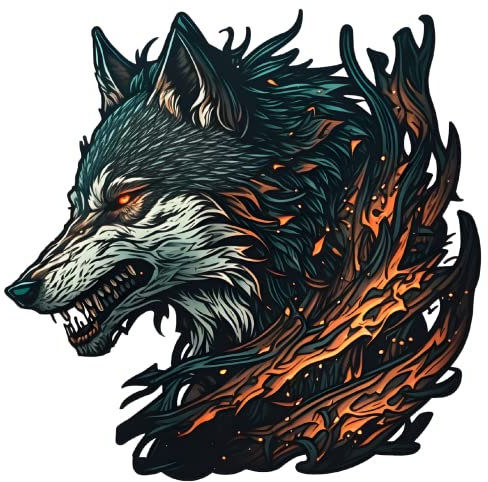 Samunshi Fenrir Aufkleber Autoaufkleber für Motorrad Fahrrad Roller oder Auto Sticker Fahrrad MTB Mountainbike Rennrad Viking Wikinger (10x10cm Fenrir)