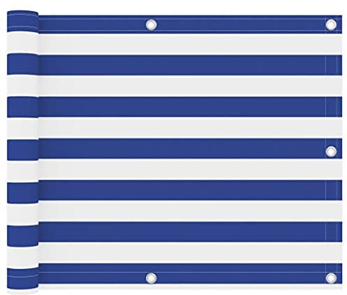 HIGSOSE Brise-Vue pour Balcon Blanc et Bleu 75x600 cm en Tissu Oxford Écran de Jardin Imperméable et Résistant au Vent Couverture de Confidentialité Paravent Extérieur Auvent Terrasse Piscine
