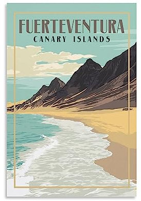 Fuerteventura Kanarische Inseln, Vintage-Reiseposter, Strand, 20 x 30 cm, Wandkunstdruck, Leinwand-Kunst-Poster, modernes Familienschlafzimmer-Dekor-Poster