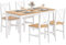 DlandHome Juego de 5 Piezas de Mesa de Comedor con 4 sillas, Conjunto de Muebles de Cocina de Madera de Pino Teca/Blanco