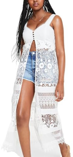 GUESS Spolverino Jolene senza maniche da donna, Bianco puro., M