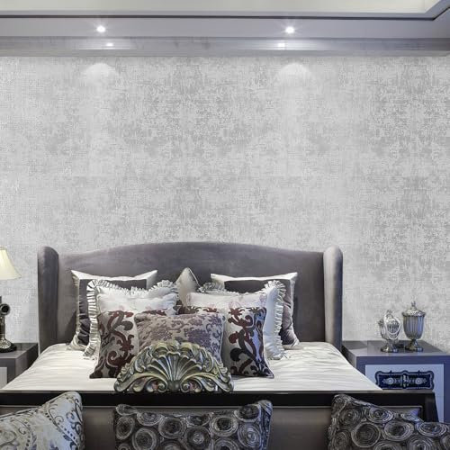 Industrial Textured Concrete Effect Wallpaper Cement Gray Shabby Chic Ceiling Paper Removable Non-Woven Natural Stone Wallpaper for Bedroom Living Room Hallway Ceiling Paper