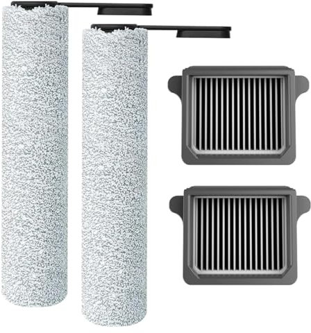 Ensemble d'accessoires pour Aspirateur Tineco Floor One S7 Pro - S6, 2 Rouleaux Brosses et 2 Filtres HEPA pour Floor One S7 Pro, Kit d'accessoires pour Aspirateurs Secs et Humides Sans Fil