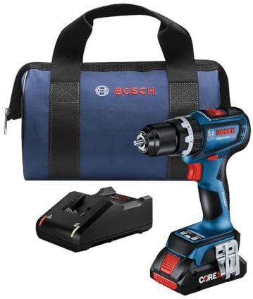 BOSCH GSB18V-800CB14 1/2 Kit de taladro/destornillador para martillo conectado sin escobillas con (1) batería de alimentación avanzada CORE18V® 4 Ah
