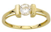 JC Trauringe Goldring Schmuckring H-Ring in Echt 585 Gold klassische, schlichte Damenringe mit Zirkonia Stein Damen Schmuck in Gelbgold inkl. Schmucketui 8618