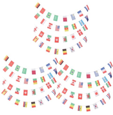 Kisangel 3 Strings Football Fan Flag Banner England Flag String Flag for Sports Themed Decorations