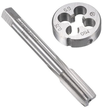 Unifizz M10 x 0,75 mm Set di maschi e matrici metrici, filettatura macchina con filiera rotonda, kit di rubinetto e matrice per la riparazione di dadi e bulloni