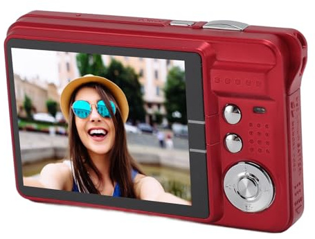 4K Digitalkamera für Fotografie, 48 MP Vlogging Kamera mit 2,7 Zoll Bildschirm, Kompakte Reisekamera mit 8 fachem Zoom, Blitz, Anti Shake, für Anfänger und Teenager (Rot)
