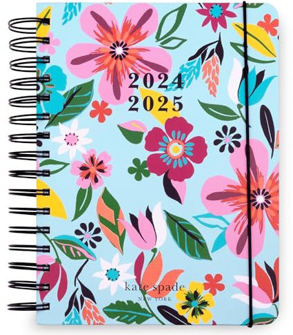 Kate Spade New York Tagesplaner 2024-2025, Großer Planer August 2024-Dezember 2025, Hardcover Spiralplaner, Wochenplaner mit Monatskalender, Stickern, Taschen (Safari Floral)