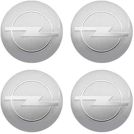 CWMLB 4 Stück Radnabenkappen für Opel Astra Insignia Astra H G 56MM,Nabennabenkappen Felgendeckel Aufkleber Auto Radmittenabdeckungs Abzeichenaufkleber Radnabenabdeckung,Silver