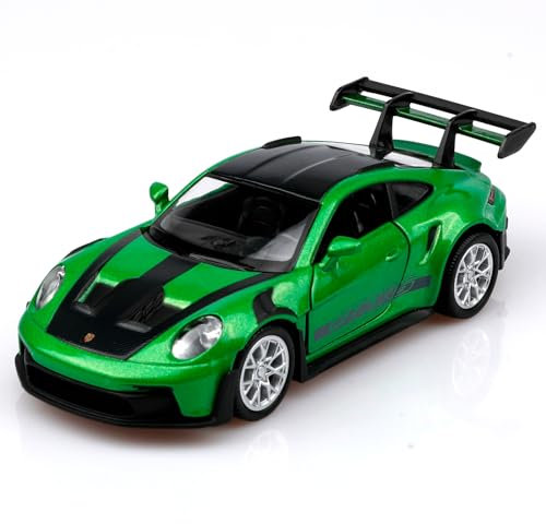 TOKAXI 1/36 Maßstab Porsche 911 GT3 Diecast Modellautos, Rückziehfahrzeuge Porsche 911 Spielzeugauto, Autos Geschenke für Jungen und Mädchen (Grün)