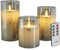Candela Lights LED Kerzen Set Echtwachs inkl. Glas mit Fernbedienung Timer Funktion & mehrstufig dimmbar bewegliche Flamme Echtwachskerzen (Grau)