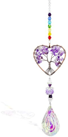 Cristal, Arbre de Vie, Cadeaux en Cristal, Pendentif en Pierre précieuse Naturelle, Cadeaux Arc-en-Ciel, Cristaux et Pierres précieuses, Cadeaux Arc-en-Ciel pour Femmes (améthyste)