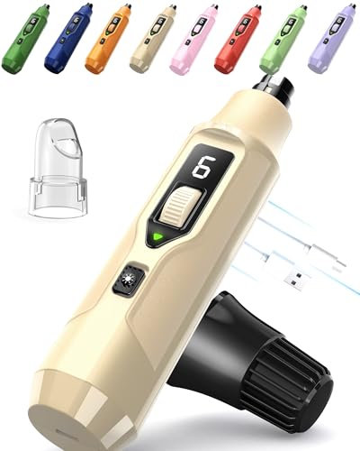 YABIFE 7-Speed Dog Nail Trimmers, Professional Dog Nail Grinder with Light - Heavy Duty Pet Nail Grinder for Dogs/Cats/Small Animals - Whisper Quiet, Single Hand Operation