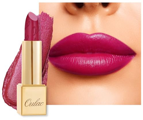 OULAC Lippenstift Metallic Glanz Finish, Magenta-Rosa Langanhaltender Glitzer Lippenstifte, Feuchtigkeit und Glanz für die Lippen, Intensive Farbe Feine Textur, Vegan, 4.3g (GM15) She's A Lover