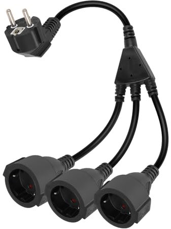 GELRHONR Schutzkontakt Verlängerungskabel, Schuko verlängerungskabel 250V16A IP44 Außenbereich Schutzkontakt Typ F (CEE 7/7) Stecker auf Buchse, für Zuhause,Küche, Büro (Schwarz 1 to 3)