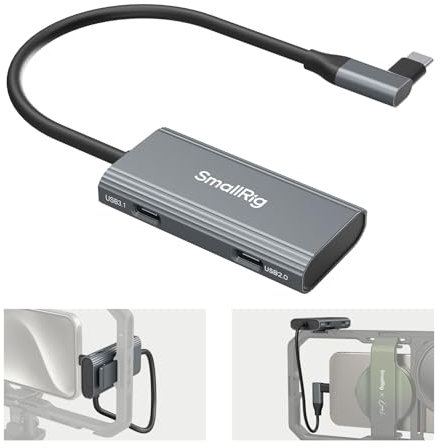 SMALLRIG Hub USB-C 4 en 1 con Soporte de Zapata Fría, Hub Multipuerto Tipo C con PD 100 W/USB-C 3.1/USB-C 2.0 con Adaptador de Audio x 2, para Grabación Móvil de Videos ProRes a 4K 60 fps - 4598