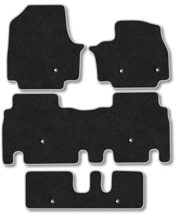 Kia EV9 (2024+) [7 Seat] Carpet Car Mats | Grey Edge Trim Tailored Fit Floor Mats Full Coverage Protection Accessories Easy Clean Anti Slip Made in the UK