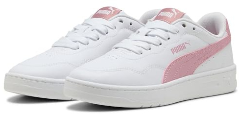 PUMA Court Lally JR Sneaker, White-Poised PINK, 37.5 EU