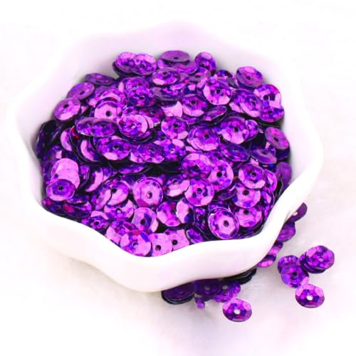 Anevous 3000 Stück 6 mm Pailletten Basteln, Pailletten zum Aufnähen Auffädeln, Lose Sequin mit Loch für DIY Nähen Kunsthandwerk Kleidungsdekoration, Hochzeitsdekoration,Violett A