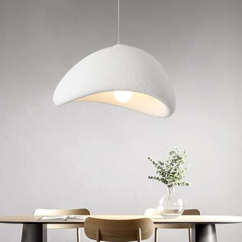 HEYUN Moderne Pendelleuchte Japanischer Wabi-Sabi-Stil E27 Weißer Kreativ Kronleuchter Esstisch Hängeleuchte Innenbeleuchtung Verstellbare Heimdekoration Für Esszimmer Küche Inselleuchte(B,50CM)