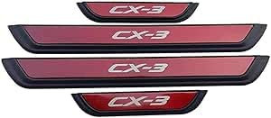 XFEU_sp Car Door Sill Protector For Mazda CX-3 2014-2022, Car Kick Plates, Car Door Sill Scuff Plate, Non-Slip Anti Scratch Reducing Scuff Anti-Collision
