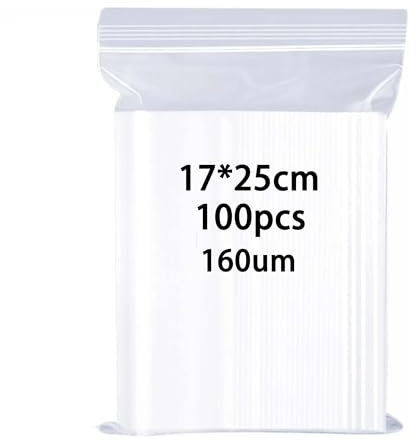 huruirui Sachets Plastiques Refermables 17x25cm 160mµ Épaissir Sachet Plastique Transparent 100pcs Pochon Plastique Petit Fort et Robuste Sachet Zip Stockage Hermétique de Petits Objets
