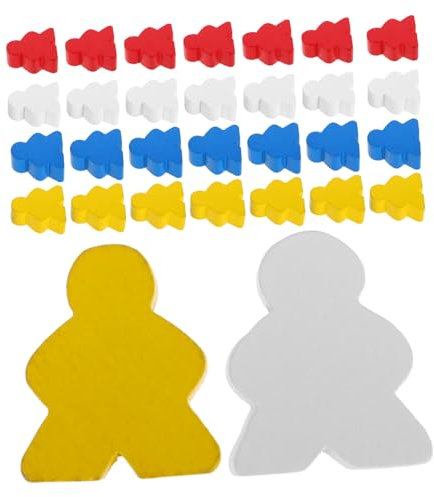 POPETPOP 40stücke Bunte Holzspielfiguren Für Brettspiele Holzersatz-schachfiguren Tischspielfiguren Holzschachfiguren Spielmarken Für Brettspiele