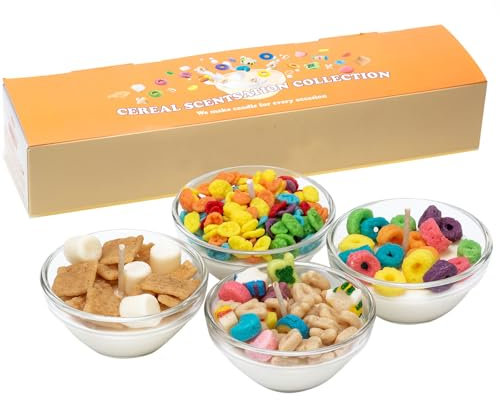 CabyGift 4 Pack Mini Cereal Bowl Candle Cute & Funny Scented Candles Set Soy Aromatherapy Candle Gifts for Women Birthday, Christmas,Wedding Party Favors