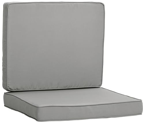Outsunny 2er-Set Sitzkissen, 56 x 52 cm Stuhlkissen mit Reißverschluss, Stoffbezug, 7cm dick Polsterauflage, waschbar Sitzpolster für Haus, Garten, Auto, Büro, Sofa, Stühle, Hellgrau