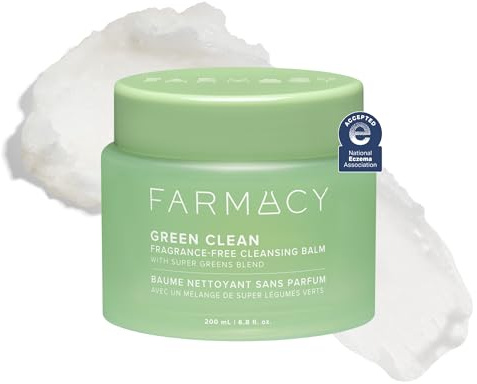 Farmacy Green Clean Reinigungsbalsam – reformuliert, wasserfester Make-up-Entferner + ölbasierter Gesichtsreiniger, Double Cleanse mit pflanzlichen Wachsen + upgecyceltem Moringa, parfümfrei (200 ml)
