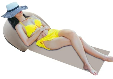 Tragbare Strandmatte mit aufblasbarem Kissen - Faltbare sanddichte Liege für eine Person, perfekt zum Entspannen, Bräunen und Sonnenbaden am oder im Freien