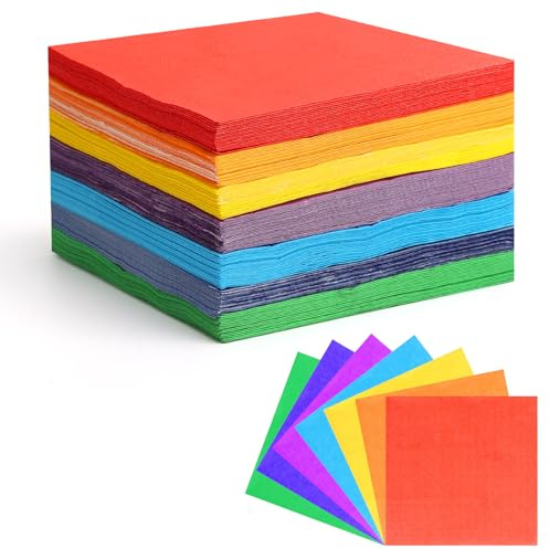 VOSSOT Servietten Bunt 140 Stück 7 Farben, 2-Lagige Papierservietten für Tischdeko Party Deko Geburtstag Einschulung,Weiche Cocktailservietten 25 x 25 cm für Kindergeburtstag,Servietten Party