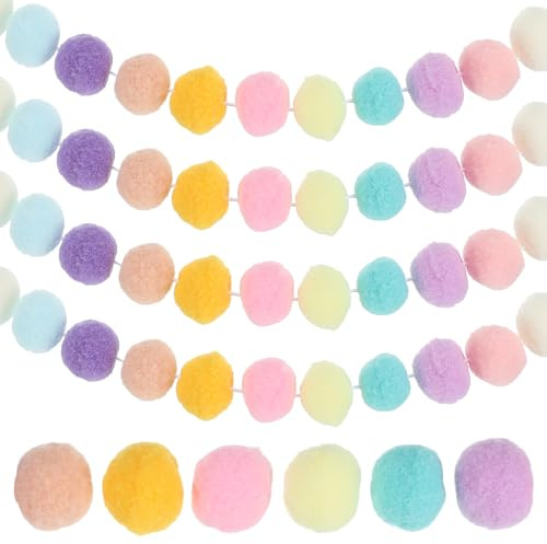 PATIKIL Guirnalda De Pompones De 26 Pies 4 Piezas Guirnalda De Bolas De Fieltro Colorida Decoración Colgante De Pompones De Arcoíris para Adornos De Árbol Decoración del Hogar 10 Colores