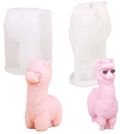 Silikonform Gießform Alpaka 2 Stück 3D Kerzenform Silikon, Silikonformen Gießformen Tiere 3D, Alpaka Silikonform Zum Gießen, Für Sojawachs Kerzen, Gips, Seife, Handwerk