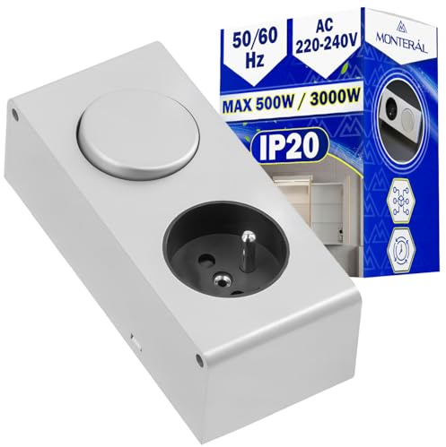 Badezimmer Spiegelschrank Steckdose Typ Französischer und Schalter für LED Beleuchtung – Max Ausgangsleistung 500W 3000W AC 220-240V 50-60Hz Max 16A ON/OFF Max 3A – Schutzart IP20 - MONTERAL