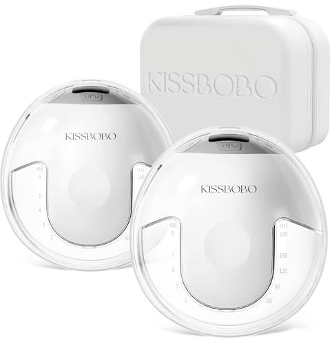 KISSBOBO K5 Wearable Electric Breast Pump – Hands-Free, 4 Modes & 19 Suction Levels, Leak-Proof & Silent, Strong 320mmHg Suction, Portable Rechargeable Pump with Storage Box (White, 2PCS)
