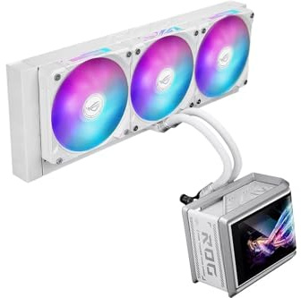 ASUS ROG RYUO IV SLC 360 ARGB All-in-One Liquid CPU Kühler (6,67 Zoll Curved AMOLED Display für 3D-Video, vormontierte ARGB-Lüfter, leistungsstarke Pumpe, Wärmeleitpaste) (weiß)
