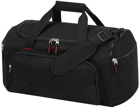 LONALIA Small Holdall Bag 30L, Gym Duffle Bag, Black | Multi Pockets, Sports Duffel Bag for Overnight, Weekend, Travel, Training