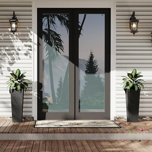 Garvee Tall Planter Set of 2, 60cm Flower Pots with 4 Drainage Holes, Indoor Outdoor Tapered Square Planters, Extra Large Plant Pot for Home Garden Patio Backyard - with Tray Black