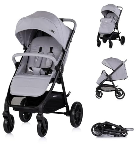 Chipolino Kinderwagen Ultera Buggy klappbar Korb Federung Hinterradbremse Gurt hellgrau