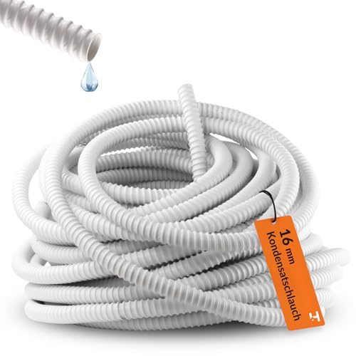 HausHeld® Tuyau d’évacuation de condensats Ø 16 mm x 25 m en PVC flexible pour climatisation split, anti-torsion, résistant aux UV
