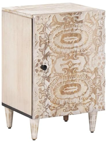vidaXL Badezimmerschrank Weiß 38 x 33,5 x 58 cm Massivholz Mango