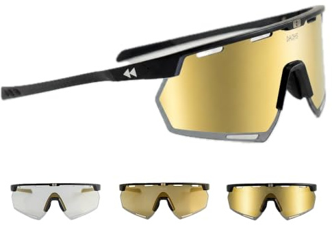 DACHS Carbon Photochrome Fahrrad-Sonnenbrille, selbsttönende UV400-Gläser, ultraleicht, 24 g, Carbon-Arme