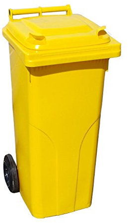TAP France 03210 Conteneurs Poubelle à Déchets 2 Roues, 360L, 1080mm x 580mm x 875mm, Jaune